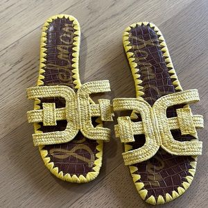 Sam Edelman Yellow Rafia Sandals